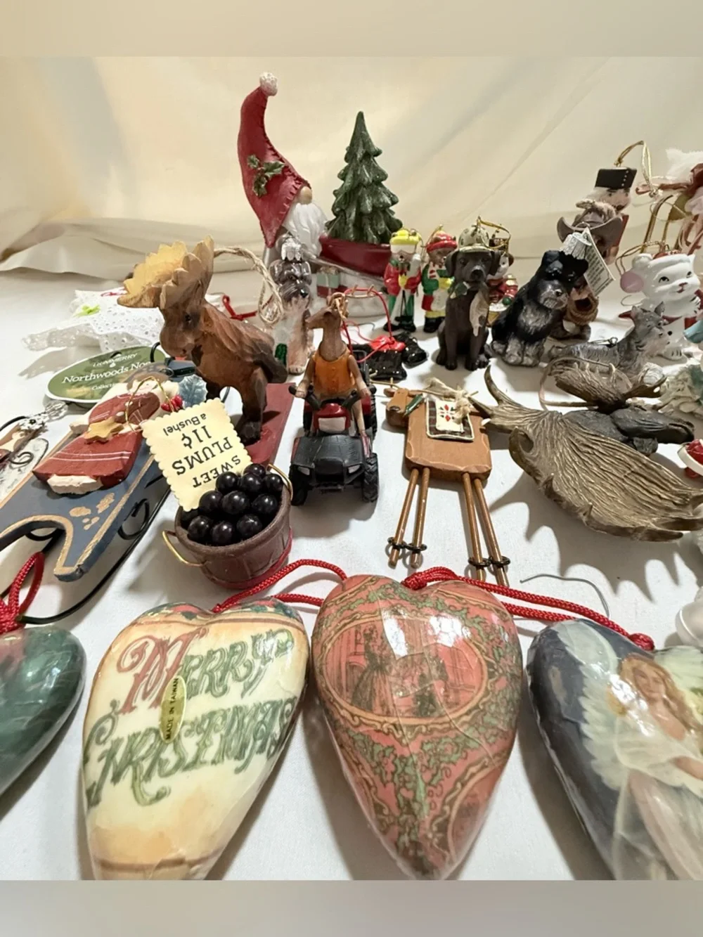 Vintage & Modern Mixed Christmas Ornaments Decor Wood Resin Glass Metal Ceramic
